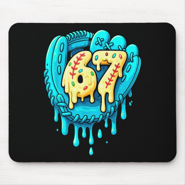 Tapis De Souris Baseball Drip 6 7 Numéro 67 Six Sept Mème Hommes B (Devant)
