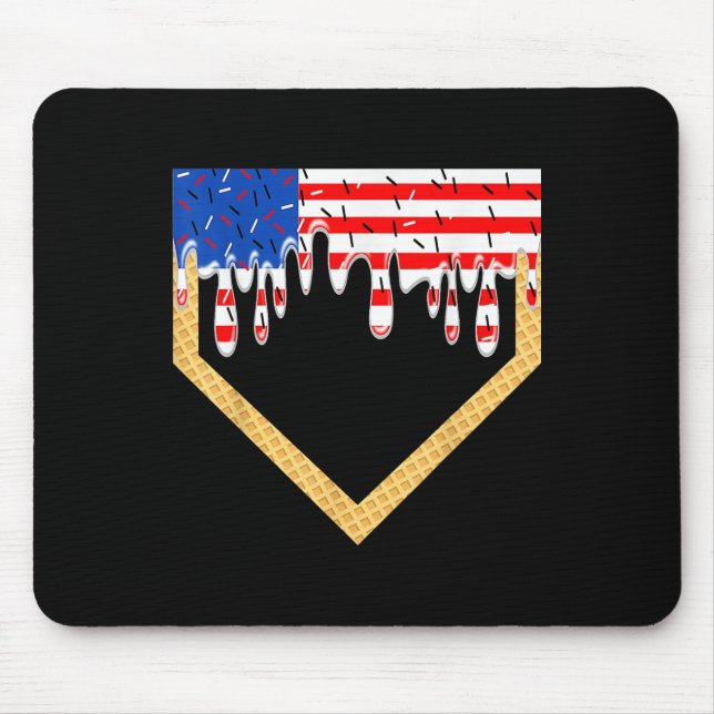 Tapis De Souris Baseball Home Plate Drip Garçons Glace Drapeau Éta (Devant)