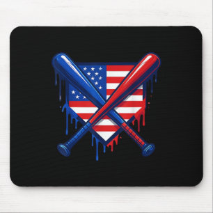 Tapis De Souris Baseball Home Plate Drip Garçons Glace Drapeau Us