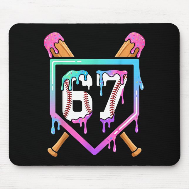 Tapis De Souris Baseball Ice Cream Drip 67 Player Dabbing Six Seve (Devant)