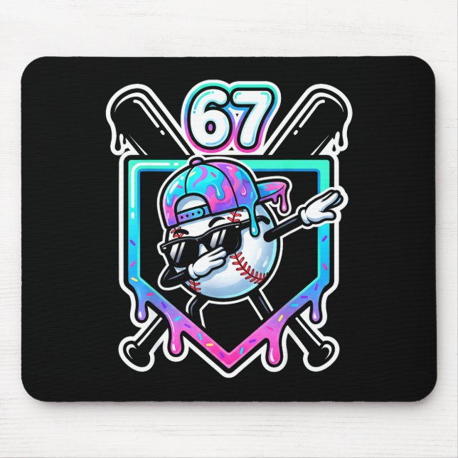 Tapis De Souris Baseball Ice Cream Drip 67 Player Dabbing Six Seve (Devant)