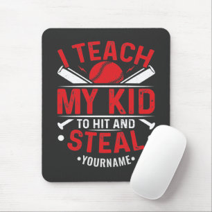 Tapis De Souris Baseball J'apprends à Mon Enfant à frapper et vole