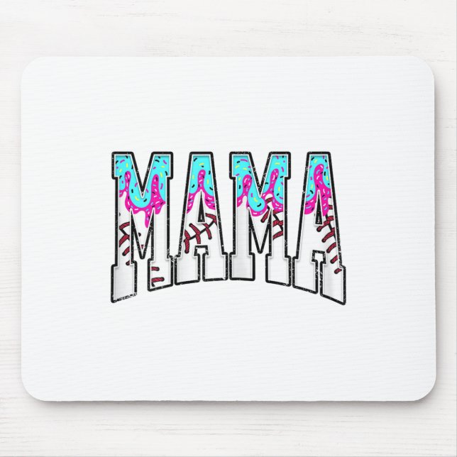 Tapis De Souris Baseball Mama Coquette Bow Jeu Jour Baseball Maman (Devant)
