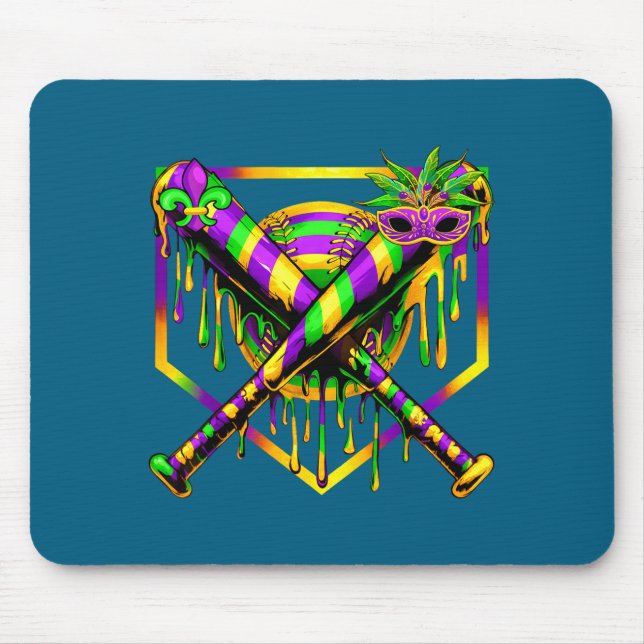 Tapis De Souris Baseball Mardi Gras Carnival Party Mask Ice Cream  (Devant)