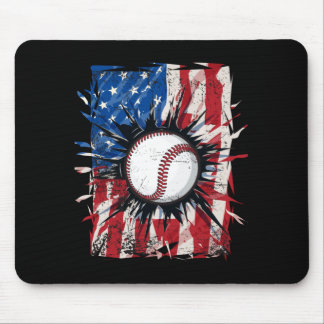 Tapis De Souris Baseball patriotique 4 juillet hommes États-Unis a