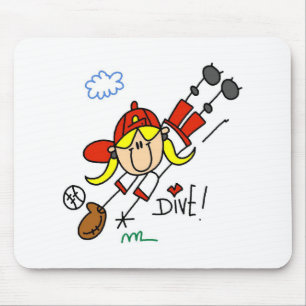 Tapis De Souris Baseball Plongeuse Filles T-shirts et Cadeaux de S