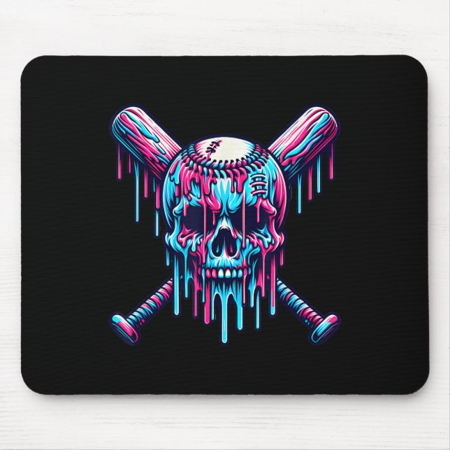 Tapis De Souris Baseball Skull Drift Baseball Baseball Base-ball C (Devant)
