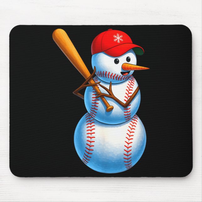 Tapis De Souris Baseball Snowman Merry Christmas Xmas Pajamas Men  (Devant)
