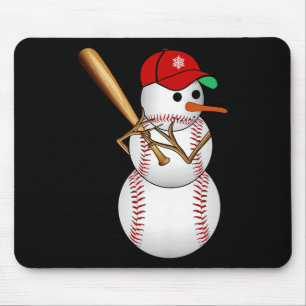 Tapis De Souris Baseball Snowman neige Noël Noël cadeaux Hommes Fe