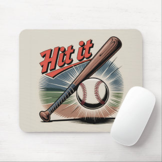 Tapis De Souris Baseball vintage "Hit It" Sports rétro