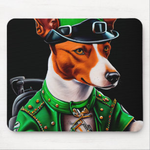 Tapis De Souris Basenji Chien conduisant vélo St. Patrick's Day