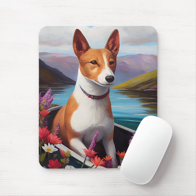 Tapis De Souris Basenji Chien sur une pagaie : une aventure Pittor (Avec souris)
