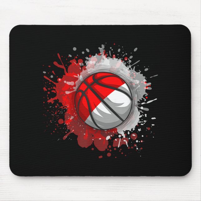 Tapis De Souris Basket-ball avec drapeau indonésien (Devant)