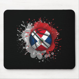 Tapis De Souris Basket-ball avec drapeau République Dominicaine