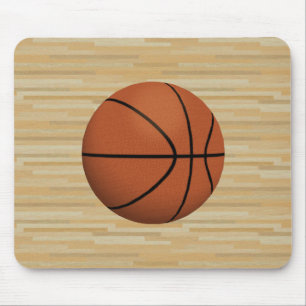 Tapis De Souris Basket-ball et arrière - plan de cour en bois :