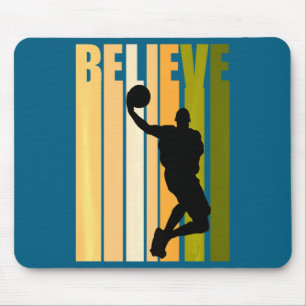 Tapis De Souris Basket-ball rétro crois garçon d'anniversaire mot