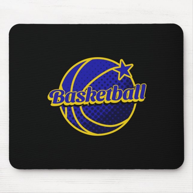 Tapis De Souris Basket-Ball Star Bleu Et Jaune (Devant)