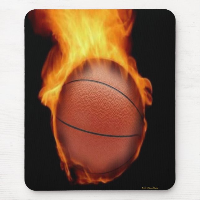 Tapis De Souris Basket-Ball Sur Le Feu Mousepad (Devant)
