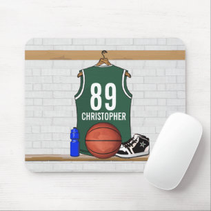 Tapis De Souris Basket-ball vert et blanc personnalisé Jersey