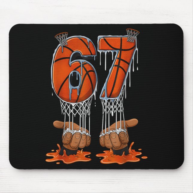 Tapis De Souris Basketball 67 Six Seven Drôle Gen Alpha Meme Drip  (Devant)