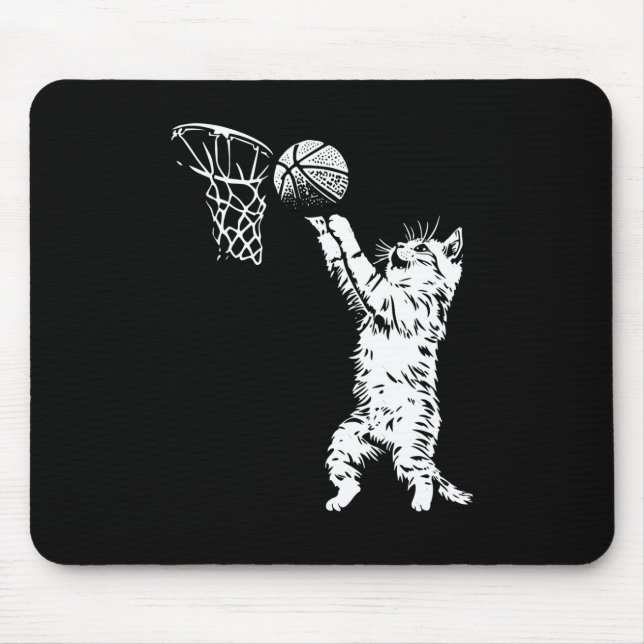 Tapis De Souris Basketball de chat amusant (Devant)