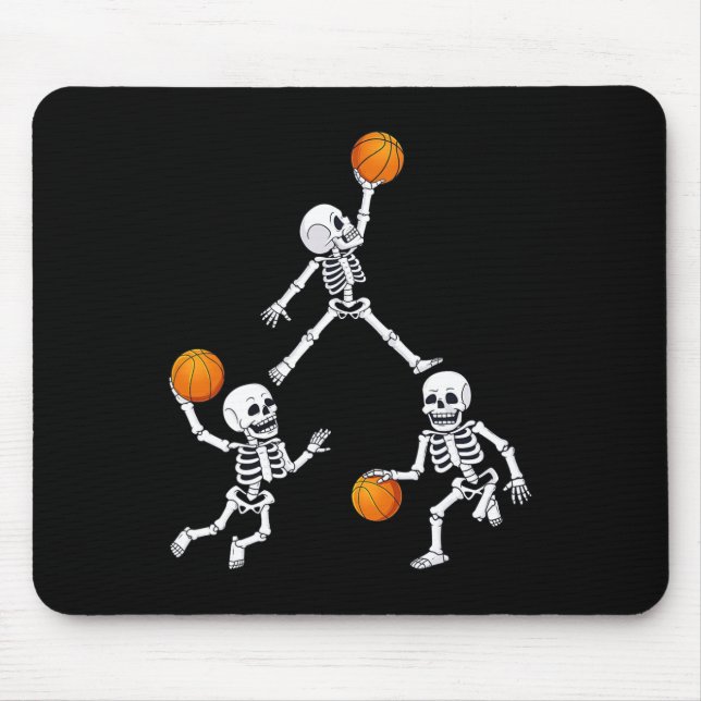 Tapis De Souris Basketball Halloween Skeleton Dunking Dribble Boys (Devant)