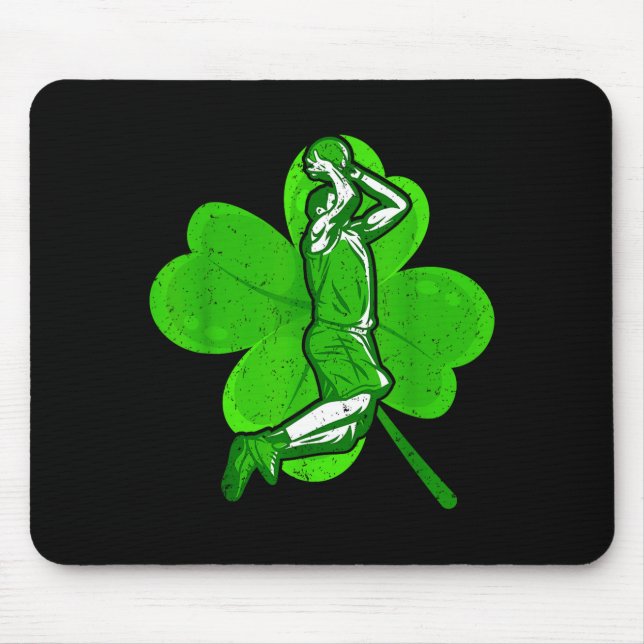 Tapis De Souris Basketball Shamrock St Patrick's Day Srt Lover Boy (Devant)