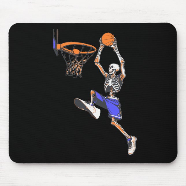 Tapis De Souris Basketball Slam Dunk Skeleton Halloween (Devant)
