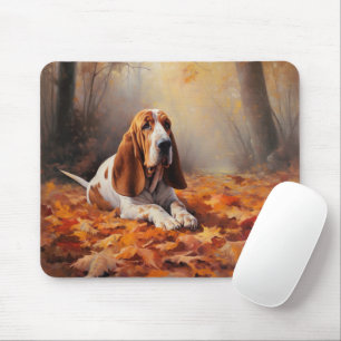 Tapis De Souris Basset Hound à l'automne Leaves automne Inspire