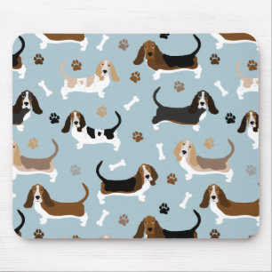 Tapis De Souris Basset Hound Chig Bones and Paws Mouse Pouse