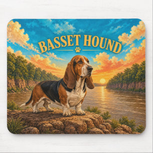 Tapis De Souris Basset Hound, Mississippi Bluff Aquarelle Vintage