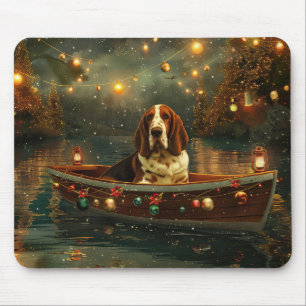 Tapis De Souris Basset Hound Noël Festive Voyage