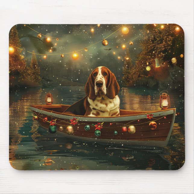Tapis De Souris Basset Hound Noël Festive Voyage (Devant)
