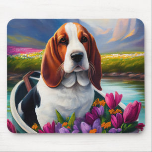 Tapis De Souris Basset Hound sur une pagaie : Une aventure pittore