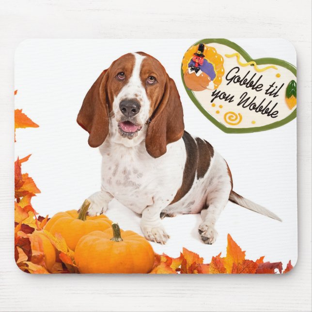 Tapis De Souris Basset Mousepad de thanksgiving (Devant)