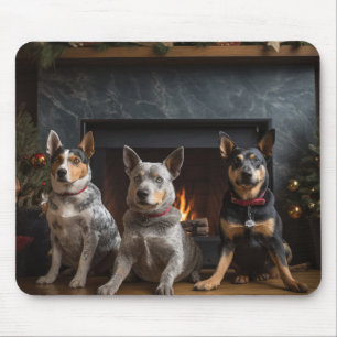 Tapis De Souris Bataille australienne près de la cheminée Noël