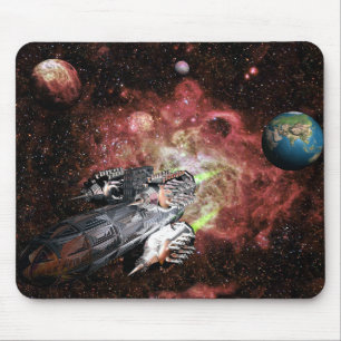 Tapis De Souris Bateau à fusée dans l'espace