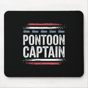 Tapis De Souris Bateau à ponton noir - capitaine 4 juillet 