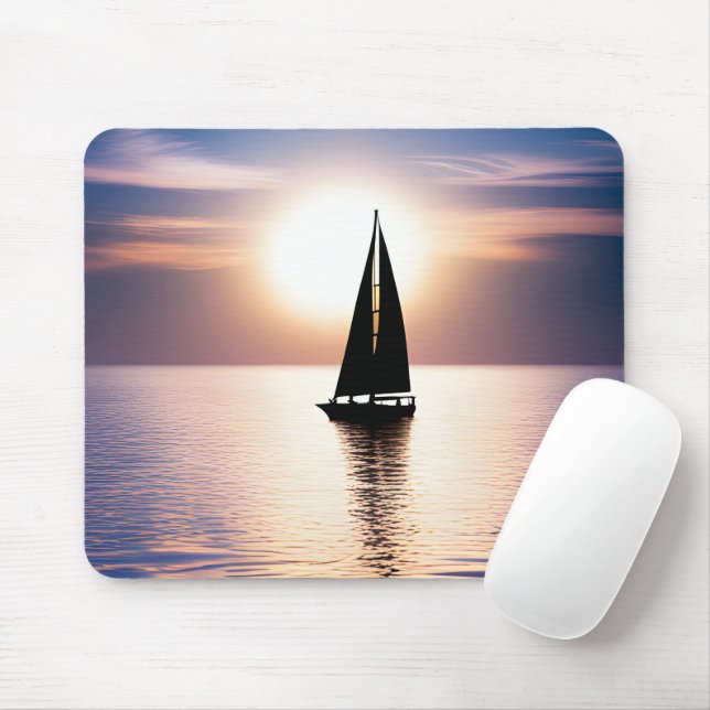 Tapis De Souris Bateau À Voile Au Coucher Du Soleil (Avec souris)