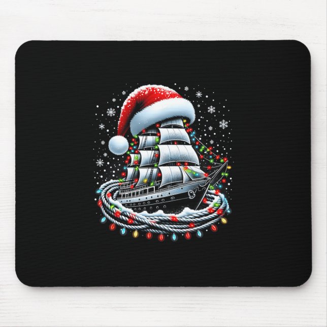 Tapis De Souris Bateau de croisière de navigation de Noël entouré  (Devant)