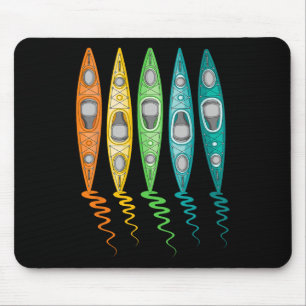 Tapis De Souris Bateau de kayak coloré, voyage en rivière, kayak e