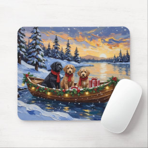 Tapis De Souris Bateau de Noël Bernedoodle pour les Fêtes