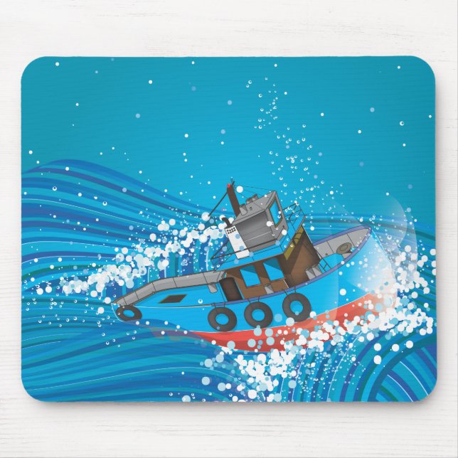 Tapis De Souris Bateau de pêche orageux (Devant)