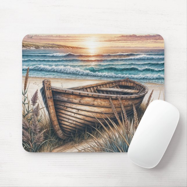 Tapis De Souris Bateau en bois rustique (Avec souris)