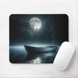 Tapis De Souris Bateau En Bois Sur Le Lac Lune