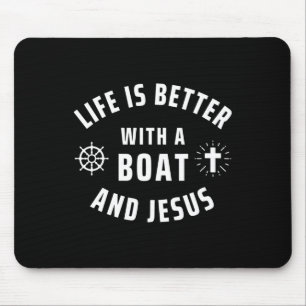 Tapis De Souris Bateau et Jésus en bateau religieux capitaine mari