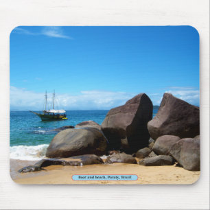Tapis De Souris Bateau et plage, Paraty, Brésil
