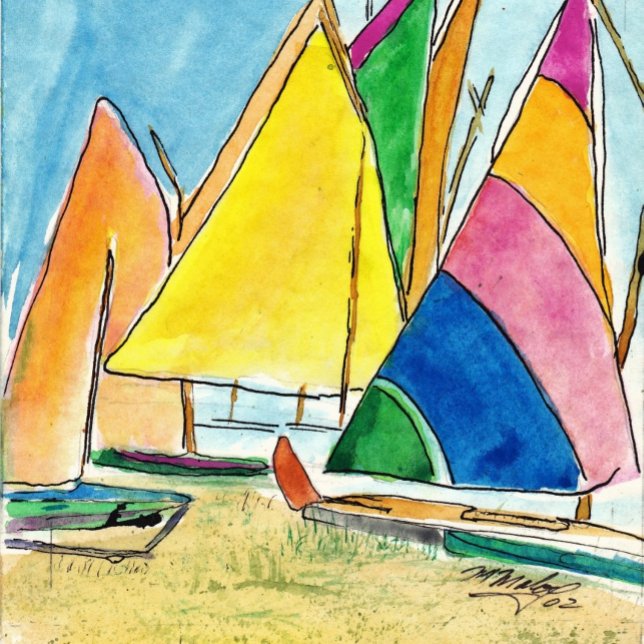 Tapis De Souris Bateau marin personnalisé Mousepad (Colorful Sailboats on Beach
 )
