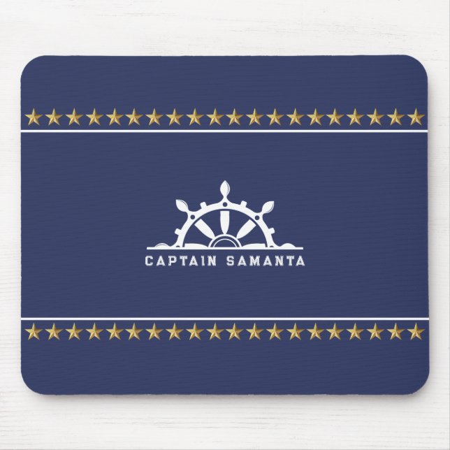 Tapis De Souris Bateau nautique blanc et bleu pendant des étoiles  (Devant)