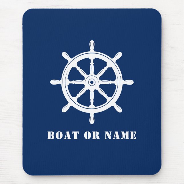Tapis De Souris Bateau nautique Helm et votre bateau ou nom Marine (Devant)